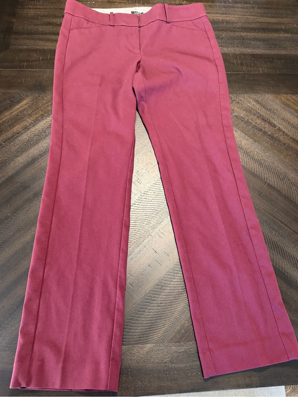 LOFT Marisa Modern Fit Straight Pants Size 10 Burgundy Wine Career Trouser Pants